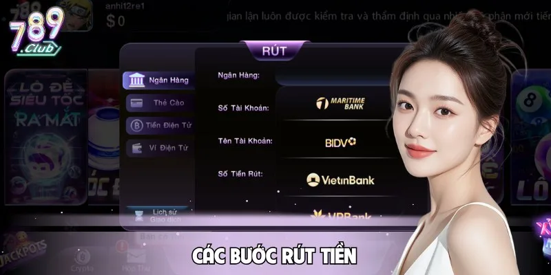 Thao tác rút tiền cược tại 789CLUB về tài khoản siêu tốc